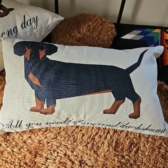 New Utopia Bedding 2 Dachshund Print Throw Pillows set zippered 12 x 20 - Picture 7 of 16